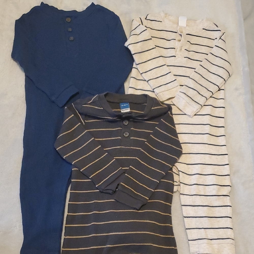 Old Navy Kids Thermal One-Piece Pajamas 3-Pack | Cozy Fall Winter Onsie **new**